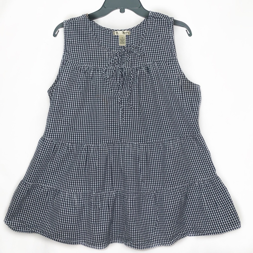 🍍Women’s Black and White Plaid Sleeveless Top